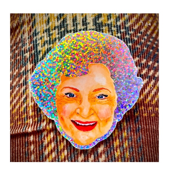 Betty White Premium Glitter Stickers - Sparkly Golden Girls Decals 3” - 10 pack - Picture 3 of 5